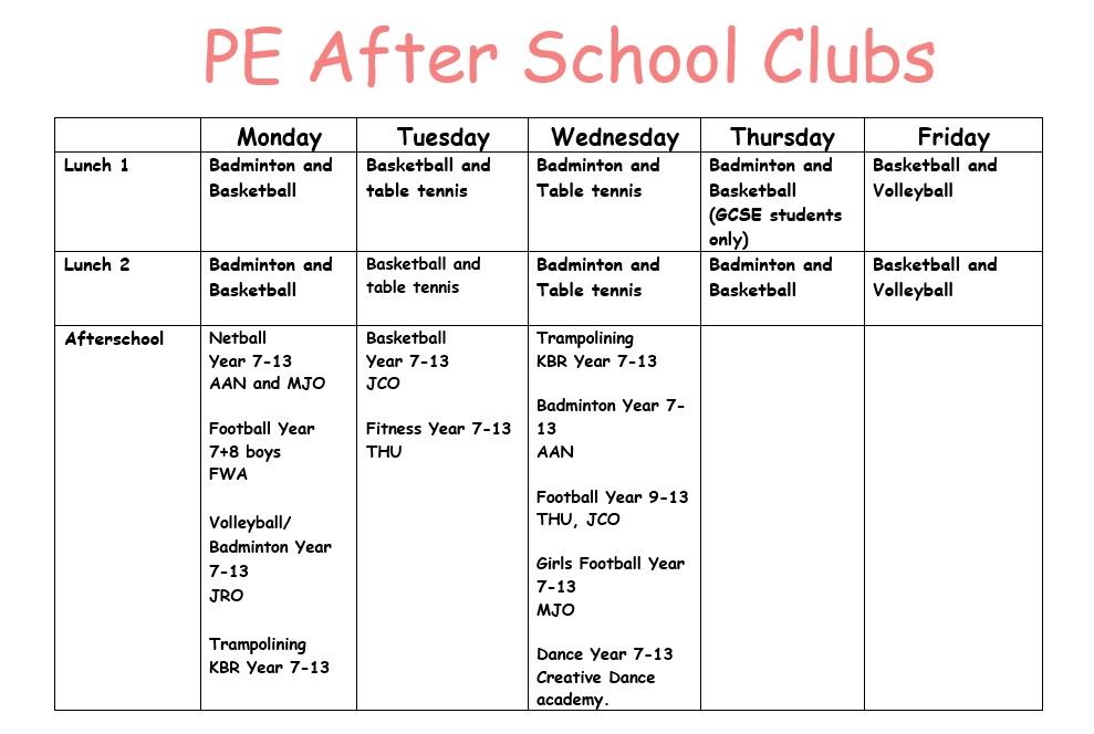 PE Clubs
